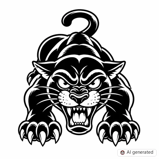 Panther tattoo design in New School style