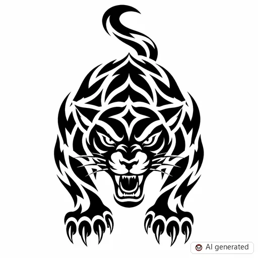 Panther tattoo design in Tribal style
