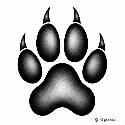 Paw print tattoo design in Black & Grey style