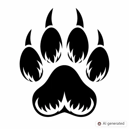 Paw print tattoo design in Blackwork style