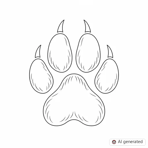 Paw print tattoo design in Fine-Line style