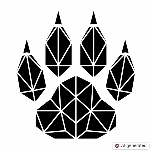 Paw print tattoo design in Geometric style
