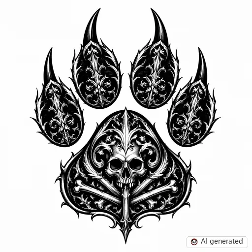 Disegno di tatuaggio Impronta di zampa in stile Gothic
