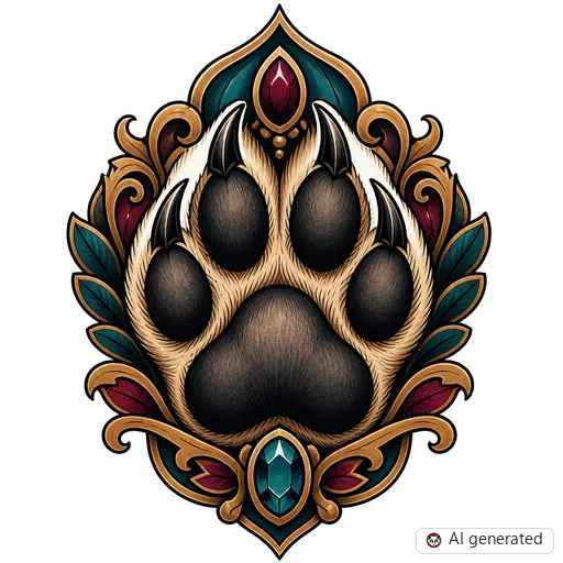 Pfotenabdruck-Tattoo-Entwurf im Stil Neo-Traditional