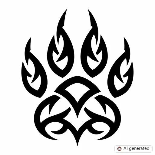 Paw print tattoo design in Tribal style