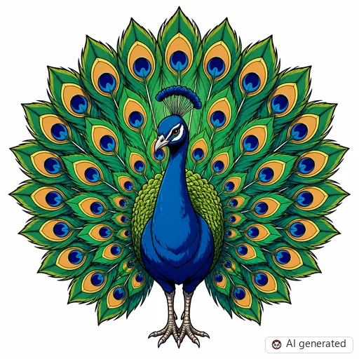 Pfau-Tattoo-Entwurf im Stil Anime