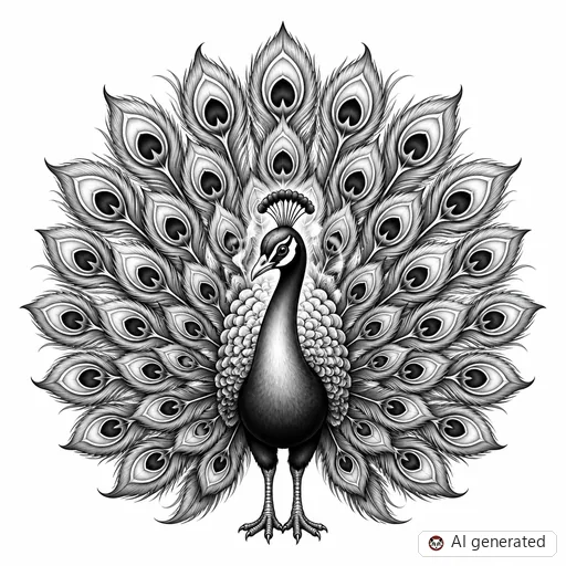 Peacock tattoo design in Black & Grey style