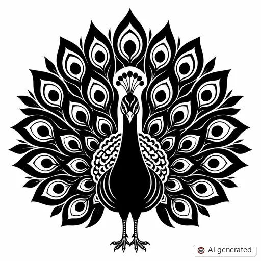 Peacock tattoo design in Blackwork style