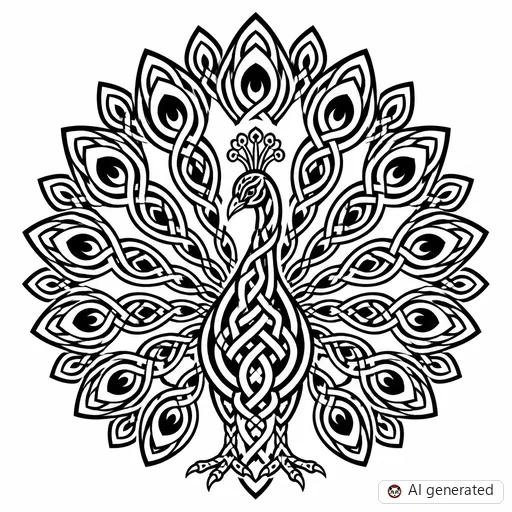 Disegno di tatuaggio Pavone in stile Celtico