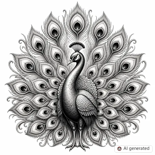 Pfau-Tattoo-Entwurf im Stil Chicano