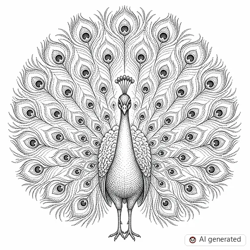 Peacock tattoo design in Dotwork style