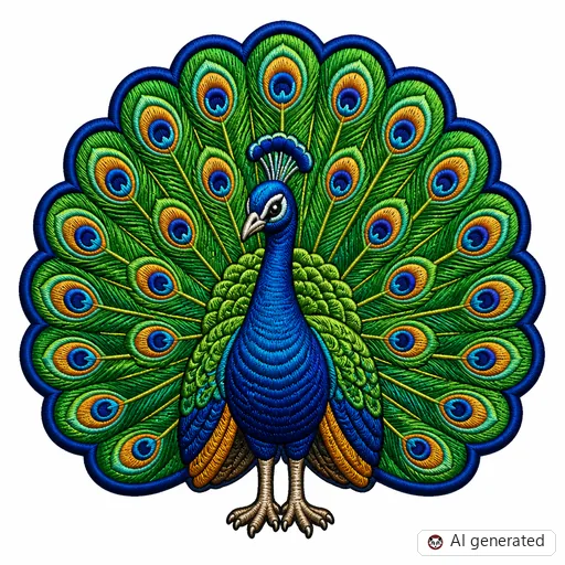 Diseño de tatuaje de Pavo real en estilo Bordado