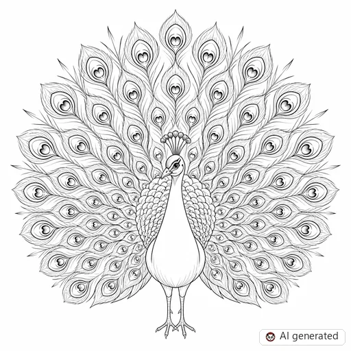 Peacock tattoo design in Fine-Line style