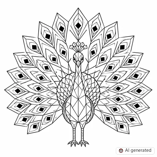 Peacock tattoo design in Geometric style