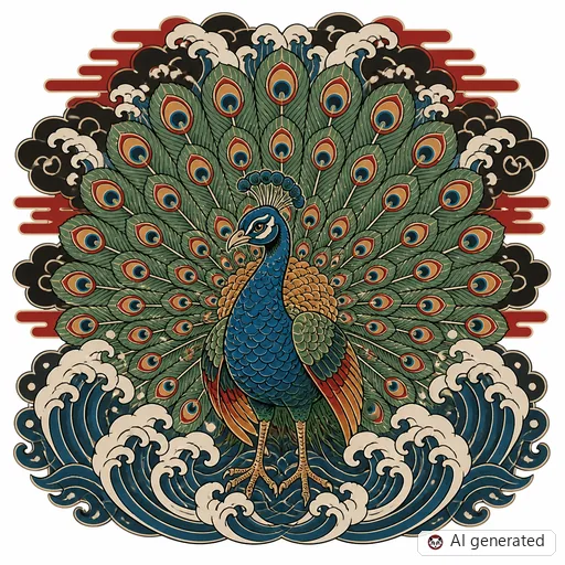Pfau-Tattoo-Entwurf im Stil Japanisch (Irezumi)