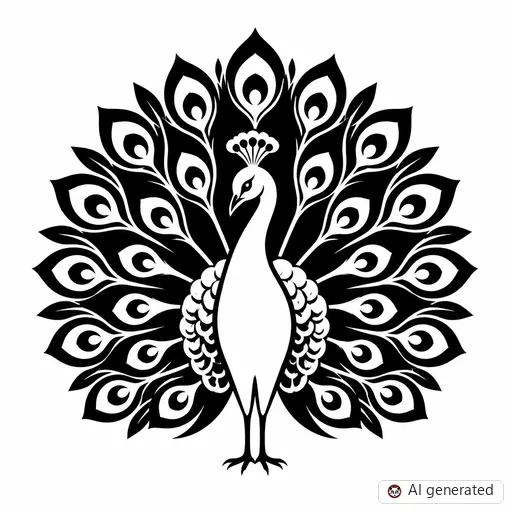 Pfau-Tattoo-Entwurf im Stil Negative Space