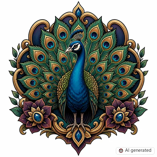 Pfau-Tattoo-Entwurf im Stil Neo-Traditional