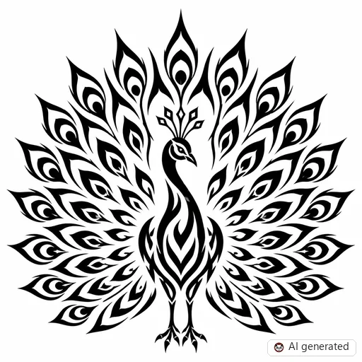 Peacock tattoo design in Tribal style