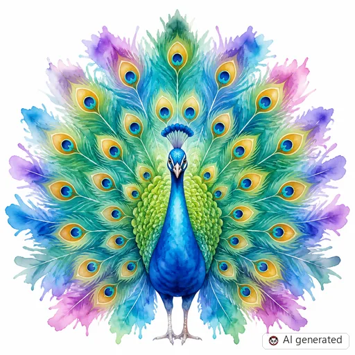 Peacock tattoo design in Watercolor style