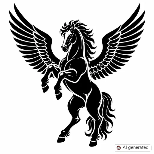 Pegasus tattoo design in Blackwork style