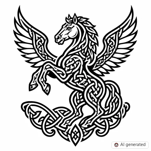 Disegno di tatuaggio Pegaso in stile Celtico