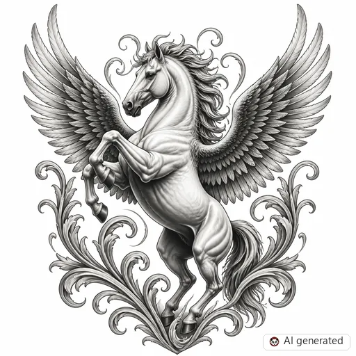 Pegasus-Tattoo-Entwurf im Stil Chicano