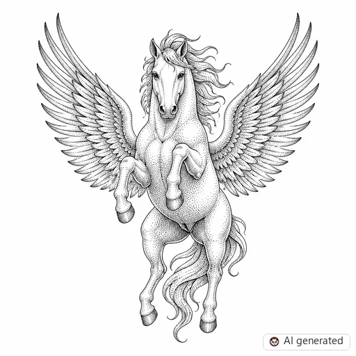 Pegasus tattoo design in Dotwork style