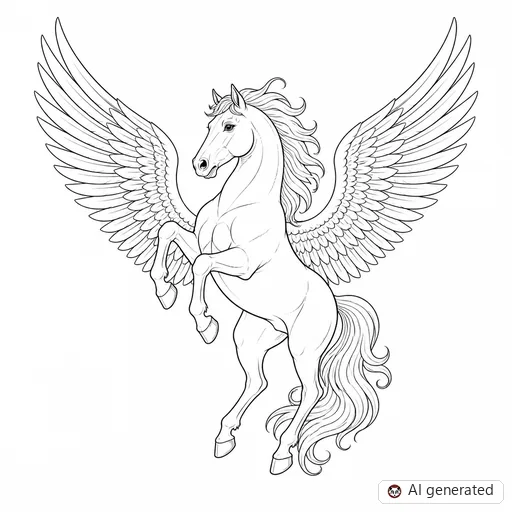 Pegasus tattoo design in Fine-Line style