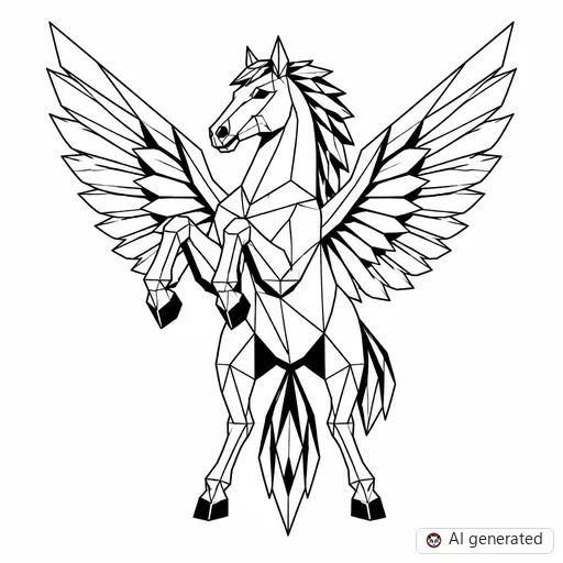 Pegasus tattoo design in Geometric style