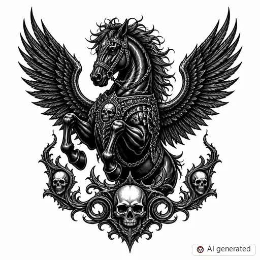 Disegno di tatuaggio Pegaso in stile Gothic