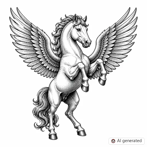 Pegasus tattoo design in Illustrative style