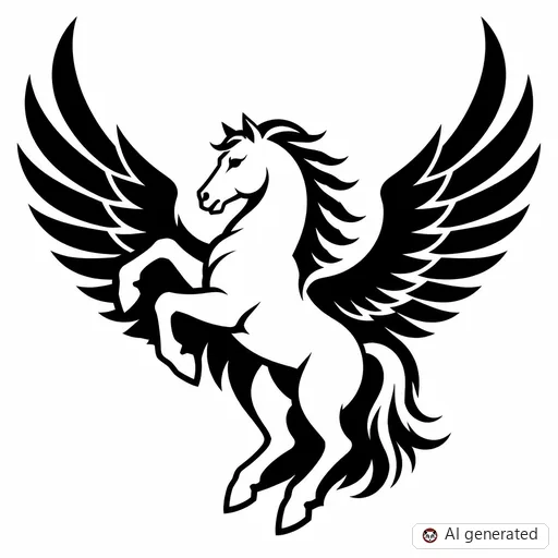 Pegasus-Tattoo-Entwurf im Stil Negative Space