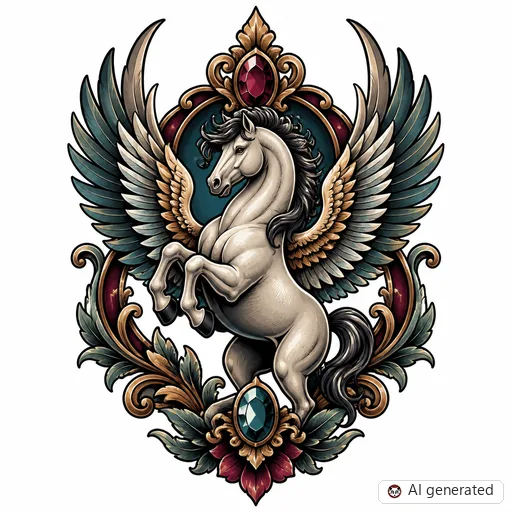 Pegasus-Tattoo-Entwurf im Stil Neo-Traditional