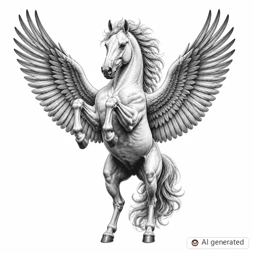 Pegasus tattoo design in Realism style