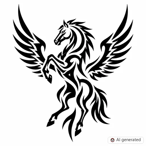 Pegasus tattoo design in Tribal style