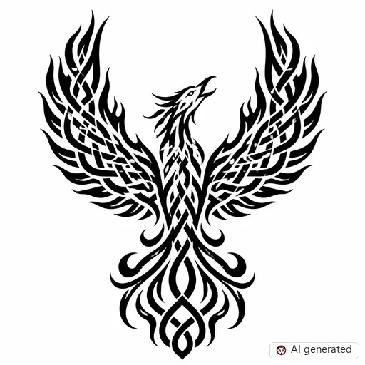 Disegno di tatuaggio Fenice in stile Celtico
