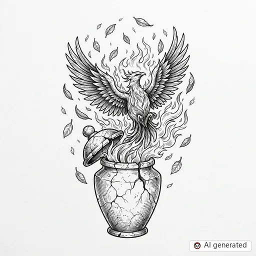 Projekt tatuażu Feniks w stylu Illustrative