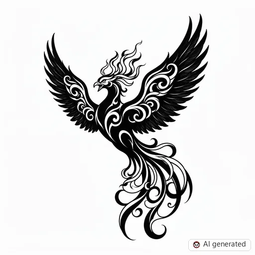 Projekt tatuażu Feniks w stylu Blackwork