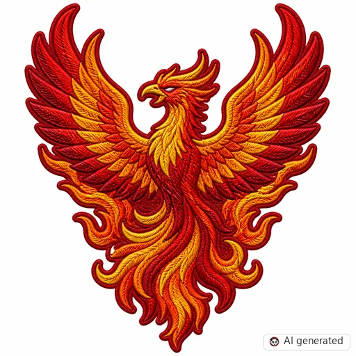 Diseño de tatuaje de Fénix en estilo Bordado