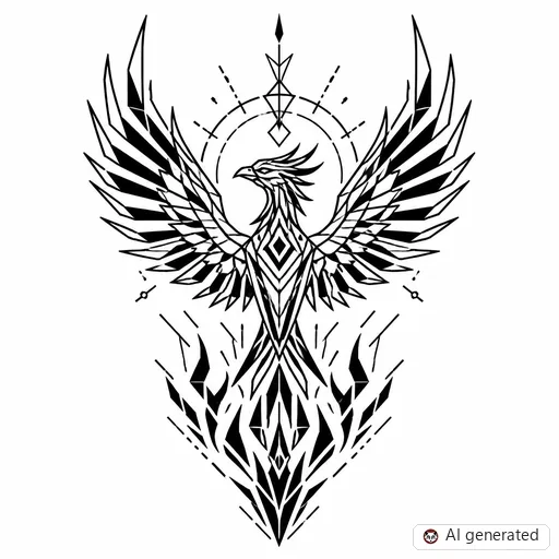 Phoenix tattoo design in Geometric style