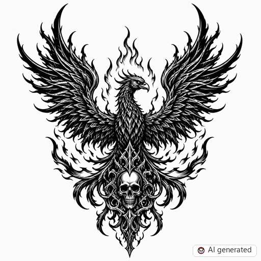 Disegno di tatuaggio Fenice in stile Gothic
