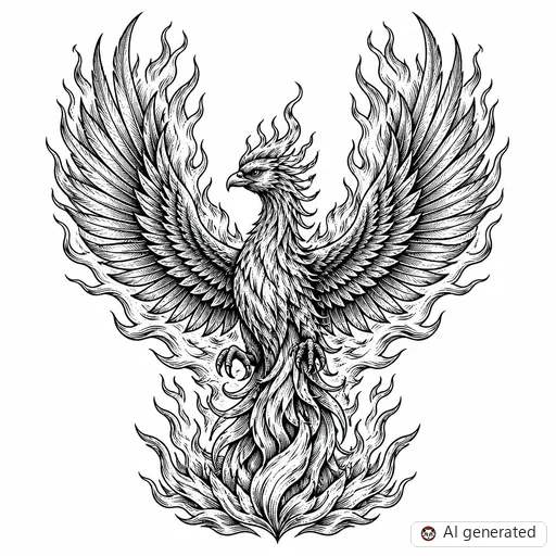 Phoenix tattoo design in Illustrative style