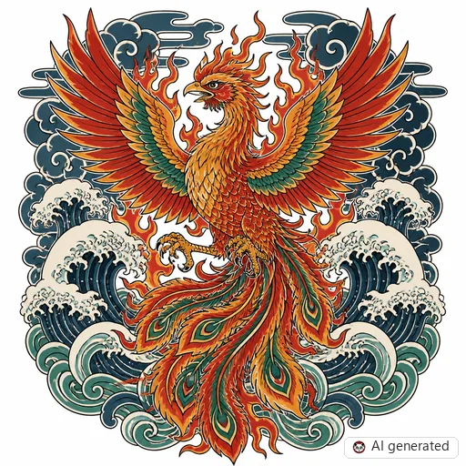 Phönix-Tattoo-Entwurf im Stil Japanisch (Irezumi)