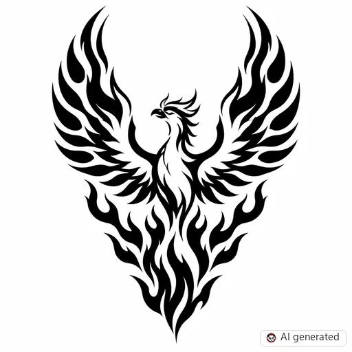 Phönix-Tattoo-Entwurf im Stil Negative Space