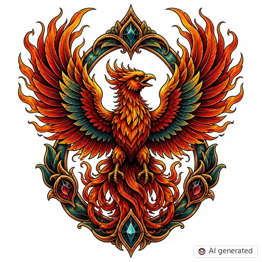 Phönix-Tattoo-Entwurf im Stil Neo-Traditional