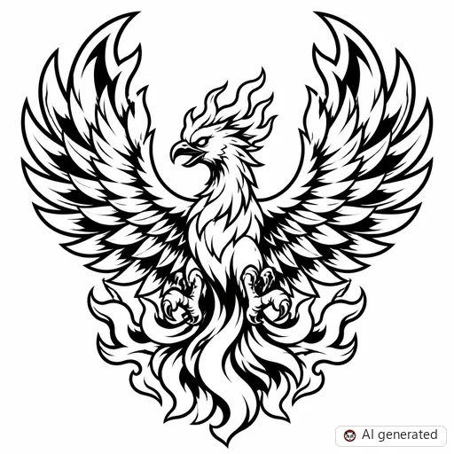 Phoenix tattoo design in New School style