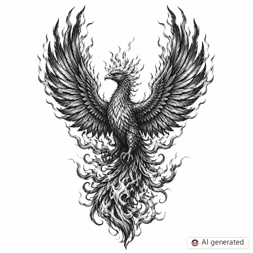 Phoenix tattoo design in Realism style