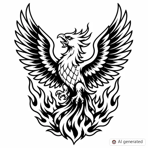 Phoenix tattoo design in Traditional style