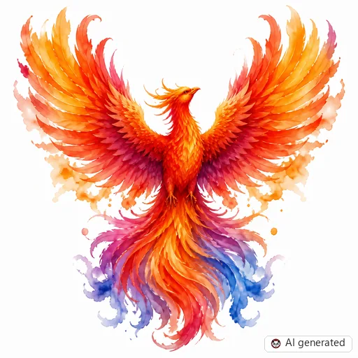 Phoenix tattoo design in Watercolor style