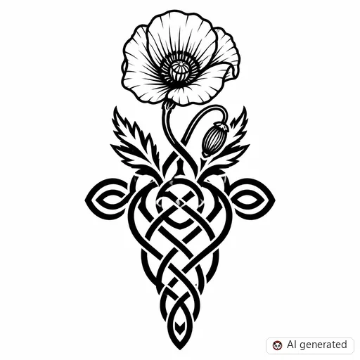 Disegno di tatuaggio Papavero in stile Celtico